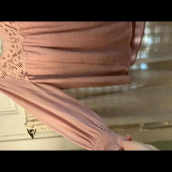 Rose Boho Blouse with Smocking and Open Lace Large - Picture 4 of 7